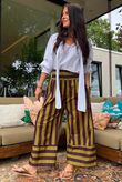Bloc Stripe Wide Leg Pant Aubergine & Olive